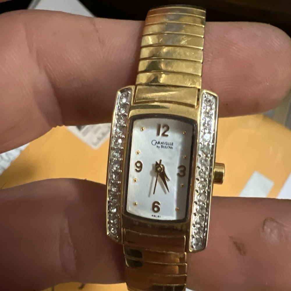 Caravelle Gold and Silver Watch with Crystal Accents